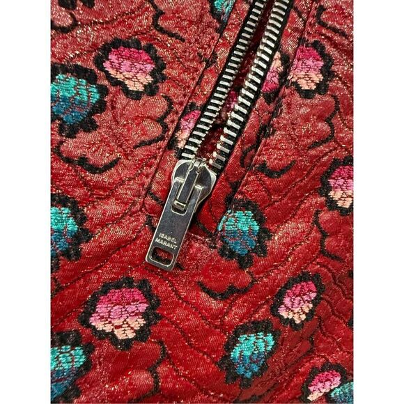 Isabel Marant Embroidered Leather Trim Moto Jacket Size S - Picture 5 of 8